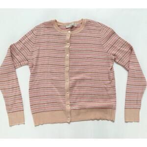 Loft Dot Stripe Signature Cardigan Sz L